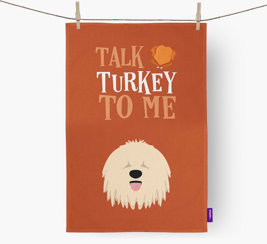 Talk Turkey To Me: Personalized {breedFullName} Dish Towel