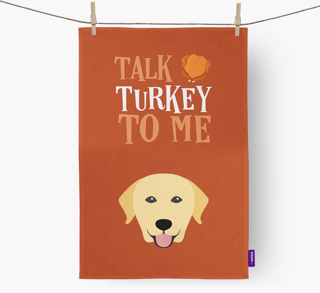 Talk Turkey To Me: Personalized {breedFullName} Dish Towel