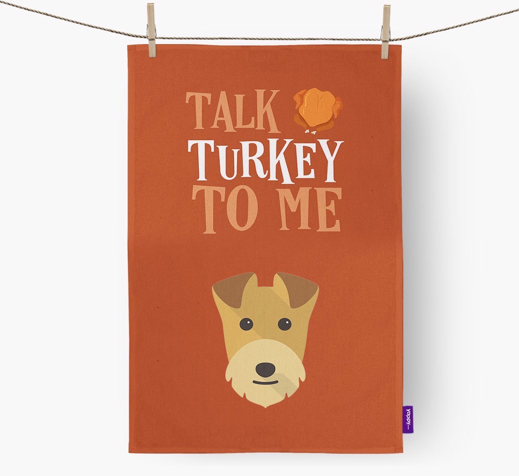 Talk Turkey To Me: Personalized {breedFullName} Dish Towel