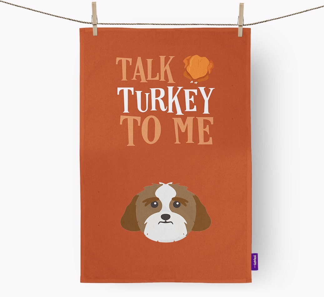 Talk Turkey To Me: Personalized {breedFullName} Dish Towel