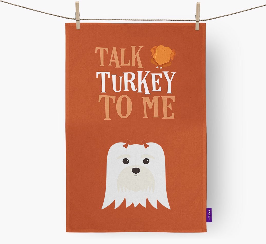 Talk Turkey To Me: Personalized {breedFullName} Dish Towel
