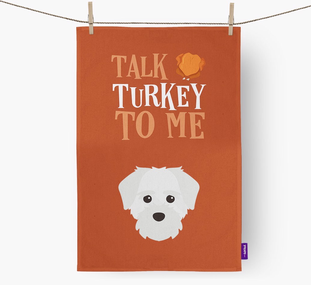 Talk Turkey To Me: Personalized {breedFullName} Dish Towel