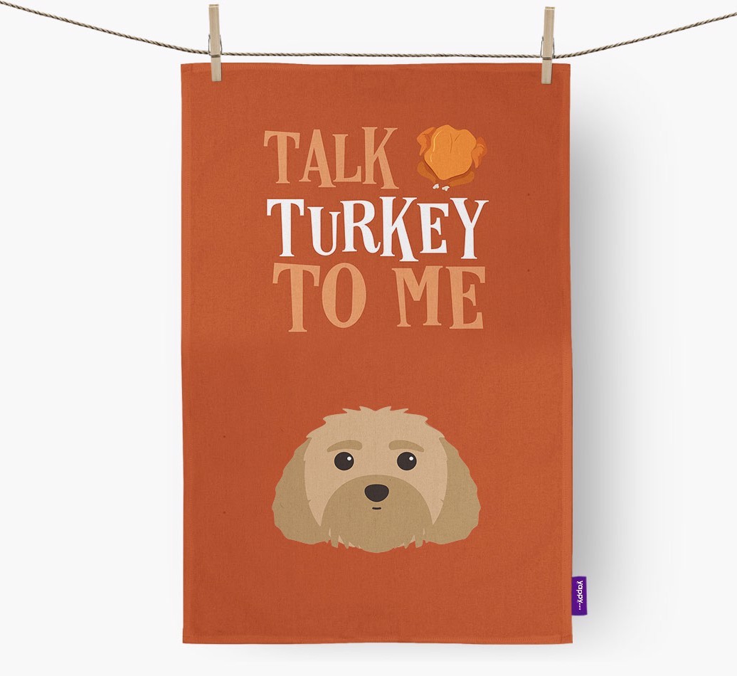 Talk Turkey To Me: Personalized {breedFullName} Dish Towel