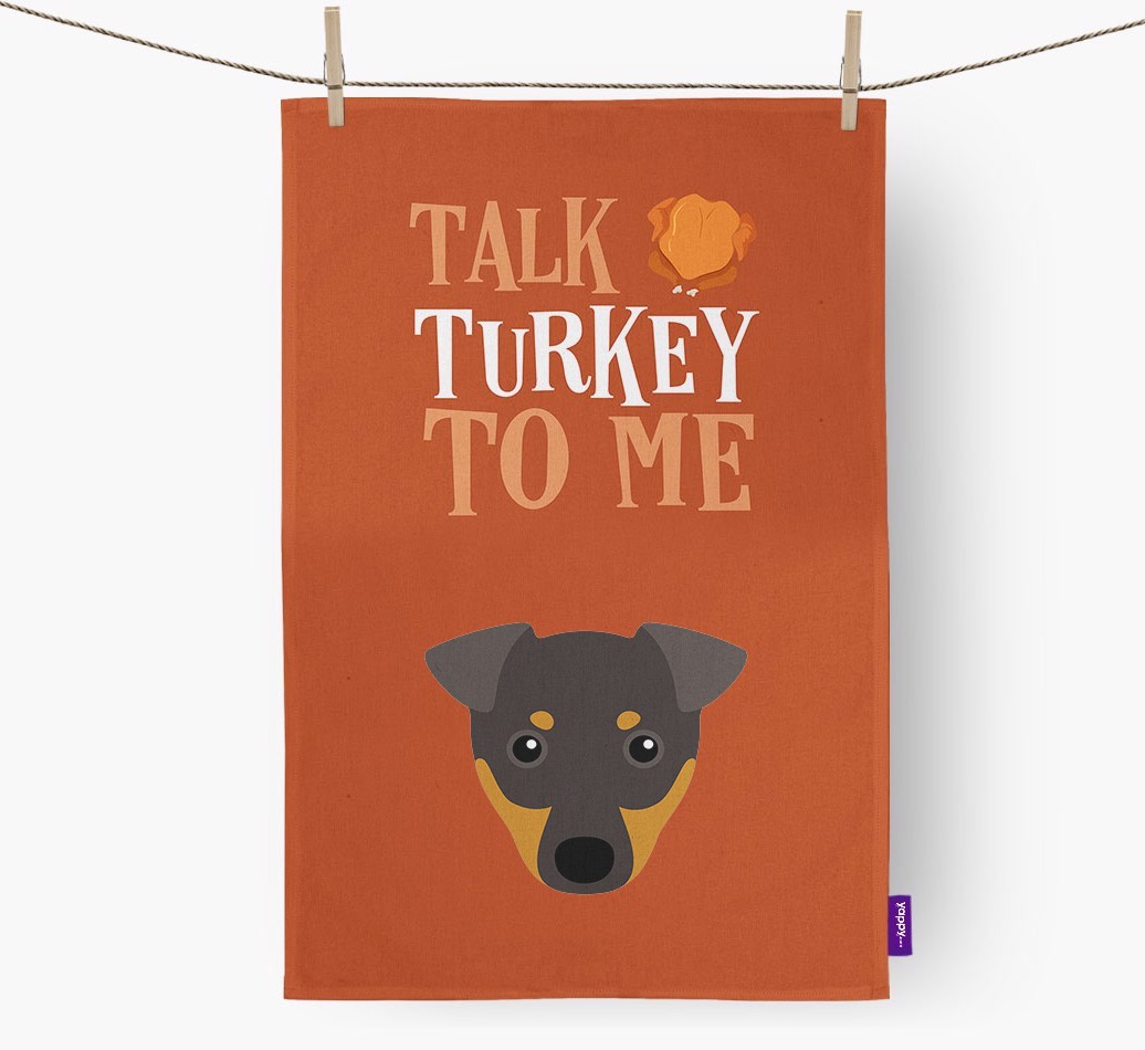 Talk Turkey To Me: Personalized {breedFullName} Dish Towel