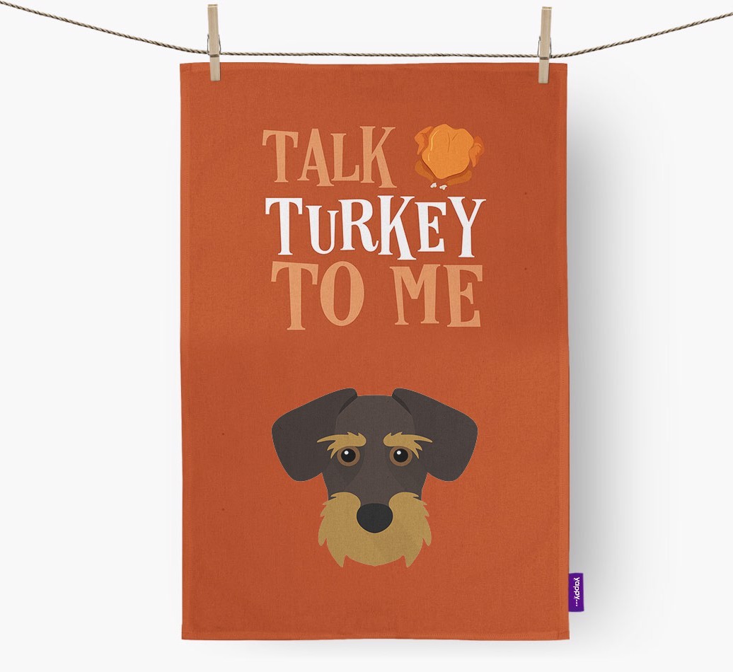 Talk Turkey To Me: Personalized {breedFullName} Dish Towel