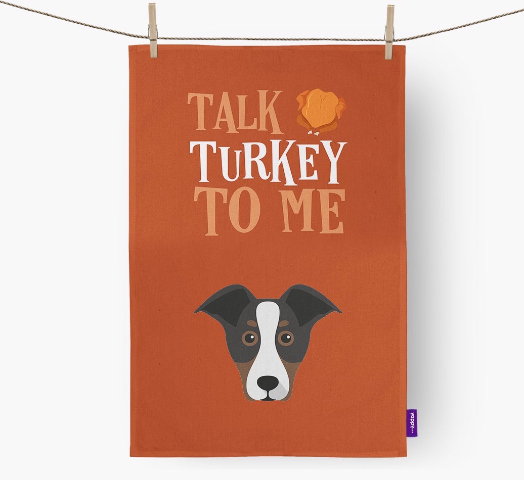 Talk Turkey To Me: Personalized {breedFullName} Dish Towel