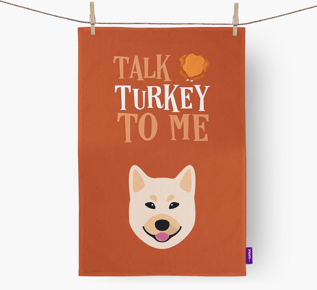 Talk Turkey To Me: Personalized {breedFullName} Dish Towel
