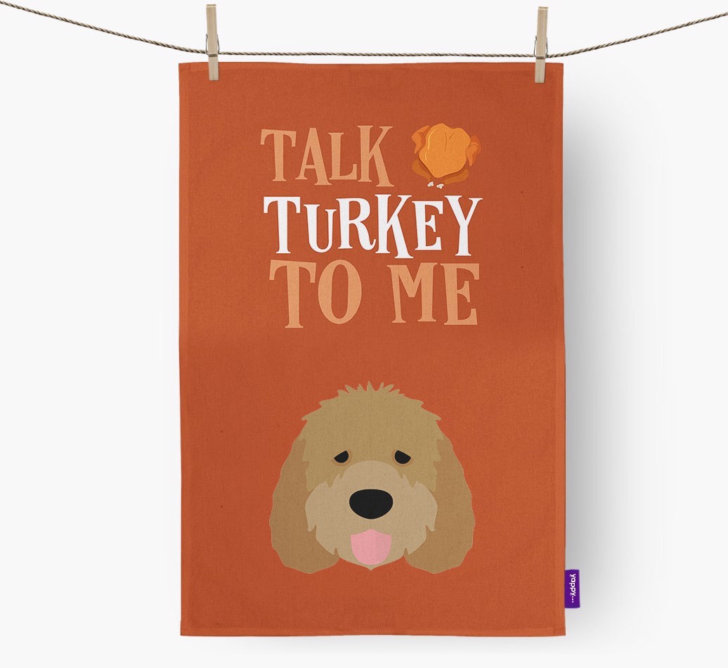Talk Turkey To Me: Personalized {breedFullName} Dish Towel