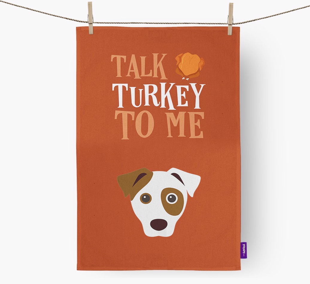Talk Turkey To Me: Personalized {breedFullName} Dish Towel