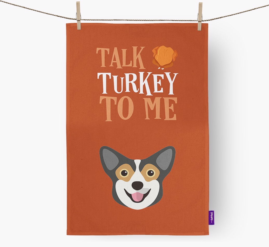 Talk Turkey To Me: Personalized {breedFullName} Dish Towel