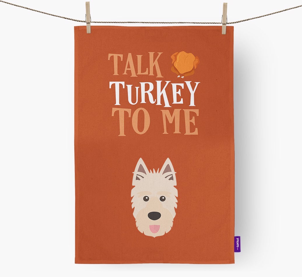 Talk Turkey To Me: Personalized {breedFullName} Dish Towel