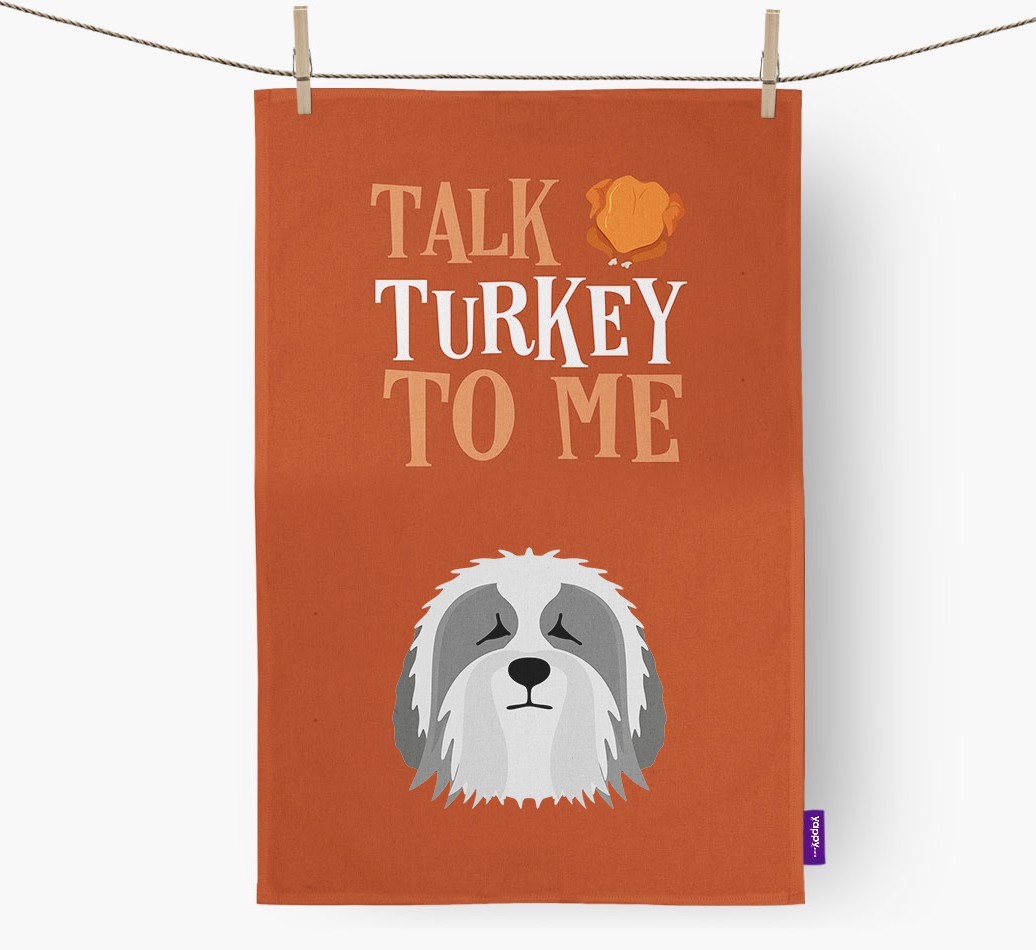 Talk Turkey To Me: Personalized {breedFullName} Dish Towel