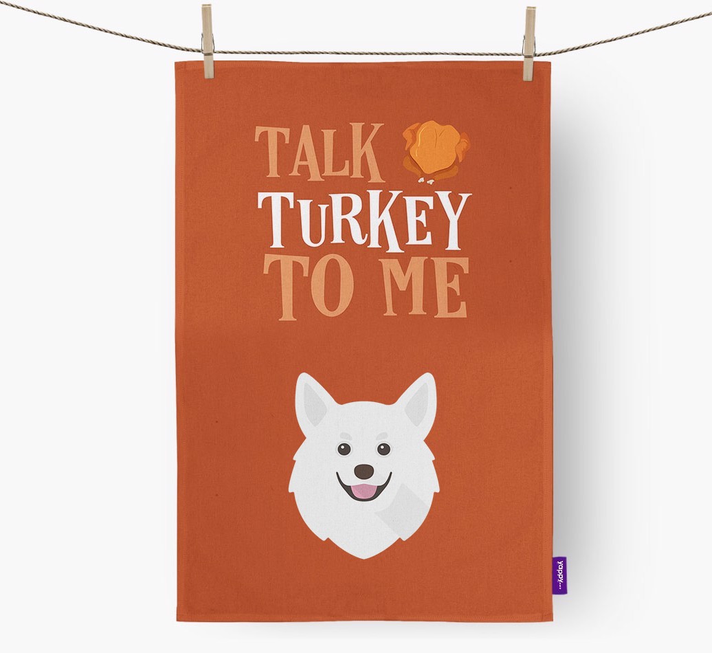 Talk Turkey To Me: Personalized {breedFullName} Dish Towel