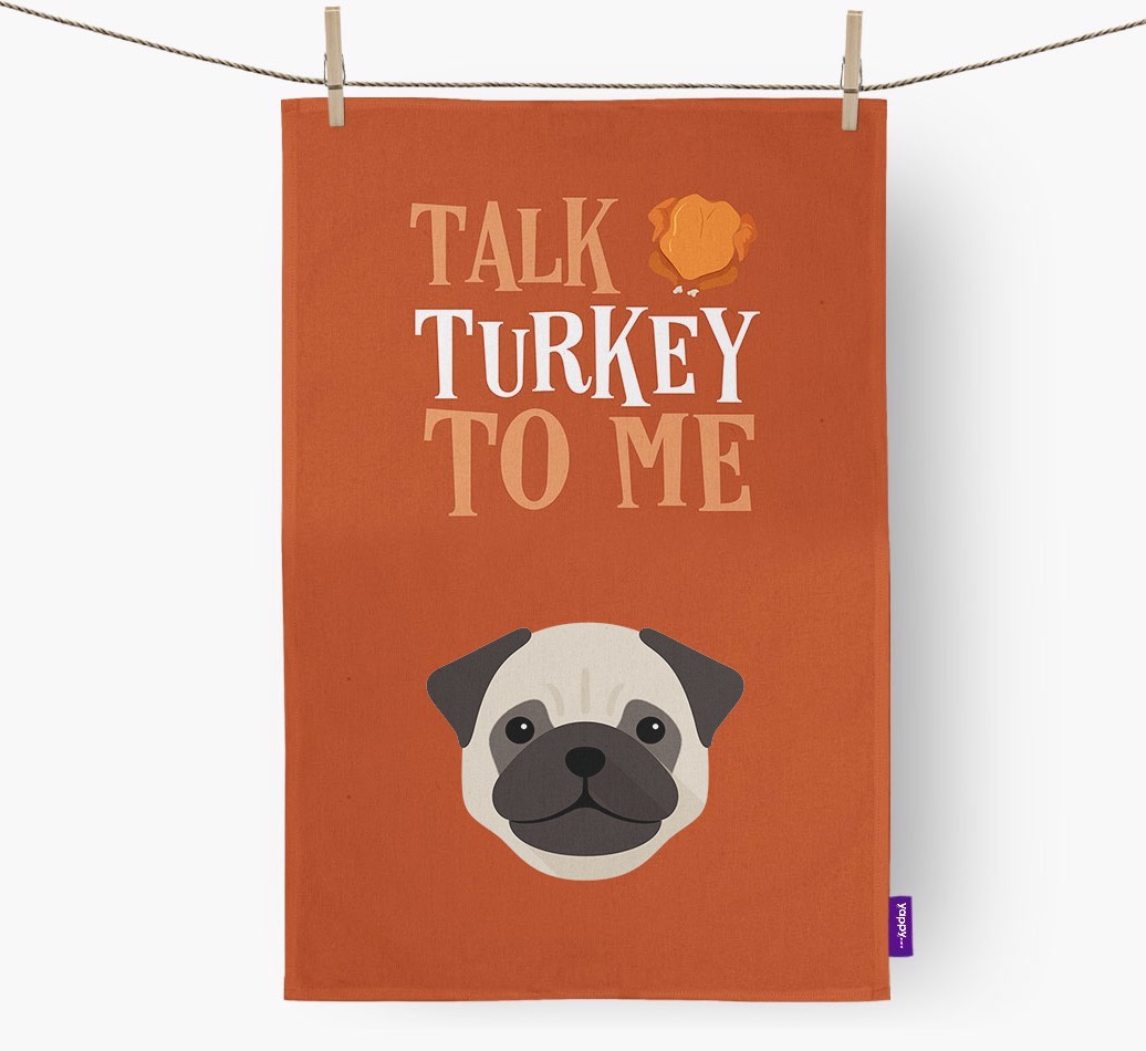 Talk Turkey To Me: Personalized {breedFullName} Dish Towel