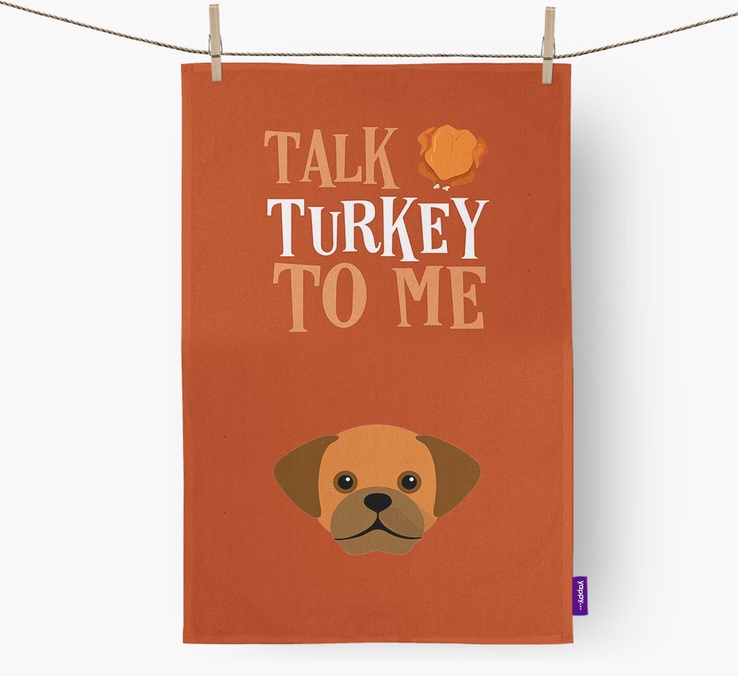 Talk Turkey To Me: Personalized {breedFullName} Dish Towel