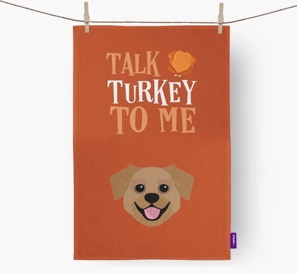 Talk Turkey To Me: Personalized {breedFullName} Dish Towel