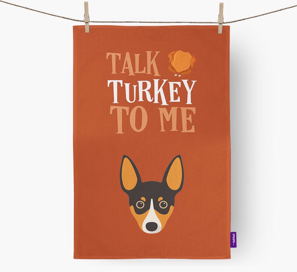 Talk Turkey To Me: Personalized {breedFullName} Dish Towel