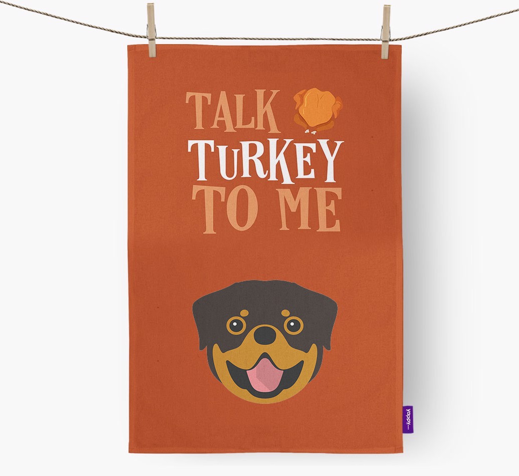 Talk Turkey To Me: Personalized {breedFullName} Dish Towel