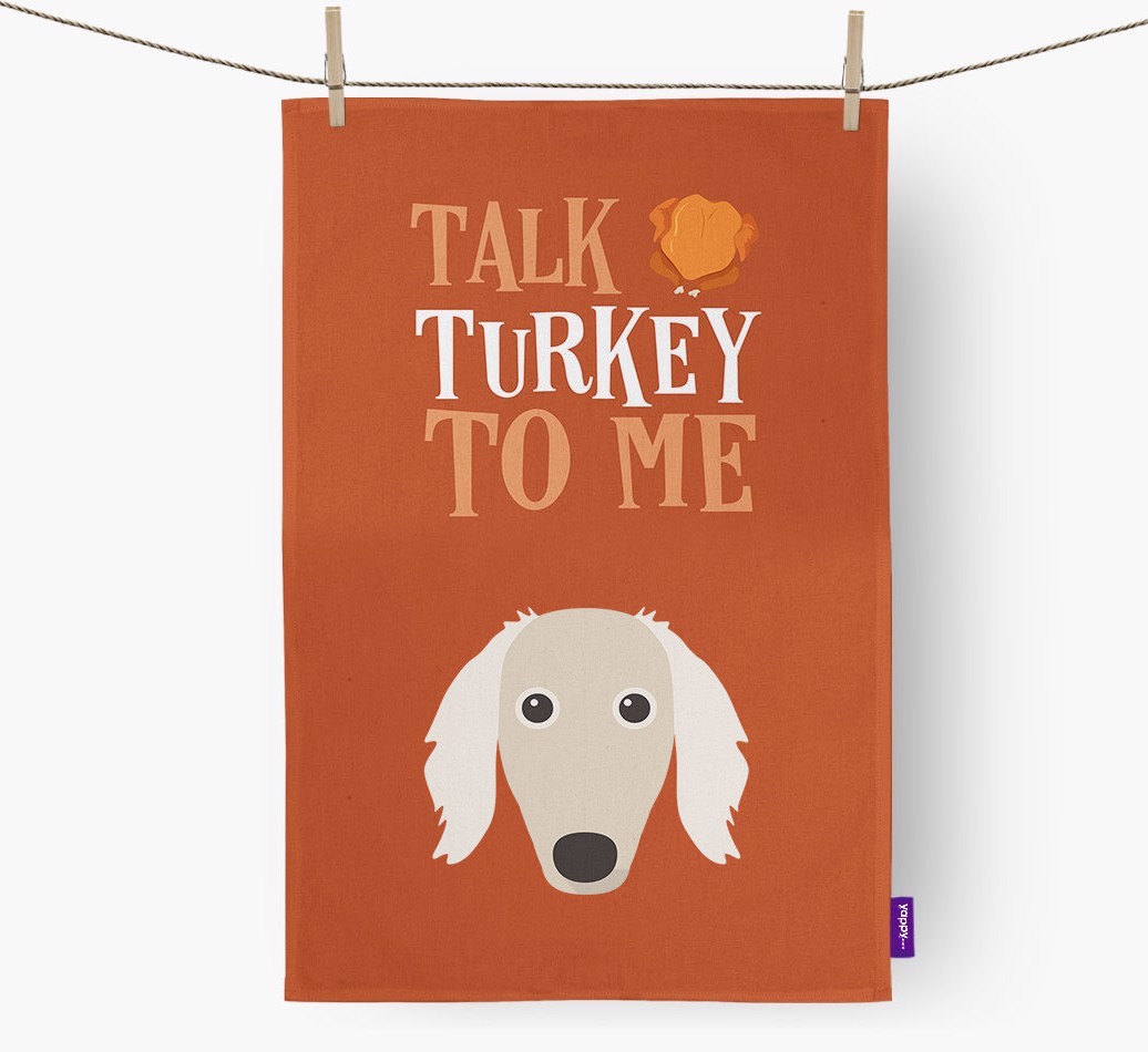 Talk Turkey To Me: Personalized {breedFullName} Dish Towel