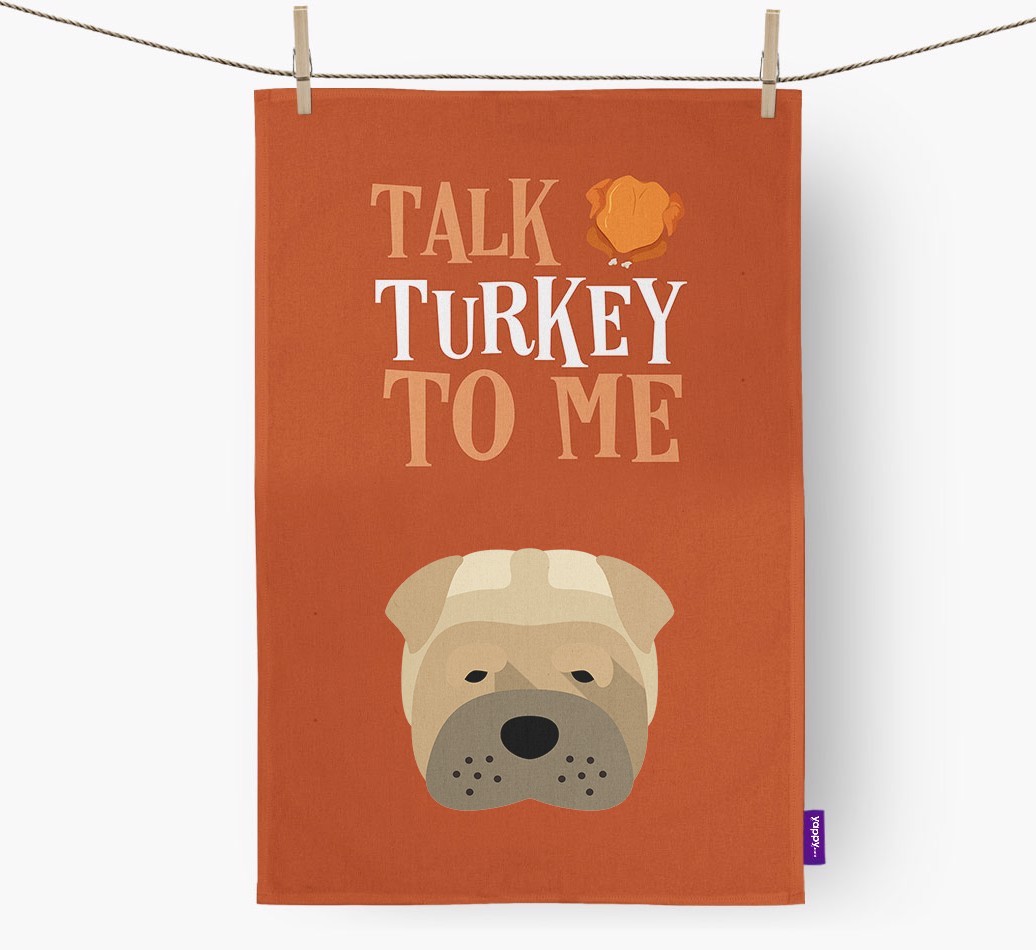Talk Turkey To Me: Personalised {breedFullName} Tea Towel