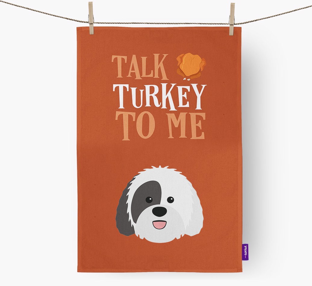 Talk Turkey To Me: Personalized {breedFullName} Dish Towel