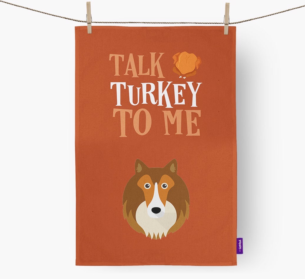 Talk Turkey To Me: Personalized {breedFullName} Dish Towel