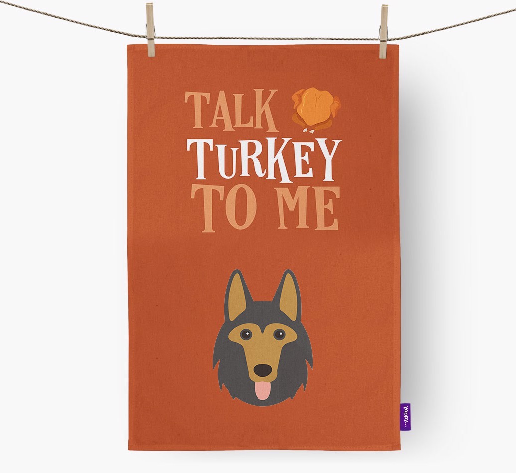 Talk Turkey To Me: Personalized {breedFullName} Dish Towel