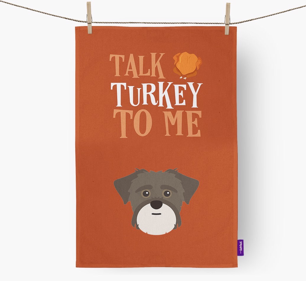 Talk Turkey To Me: Personalized {breedFullName} Dish Towel