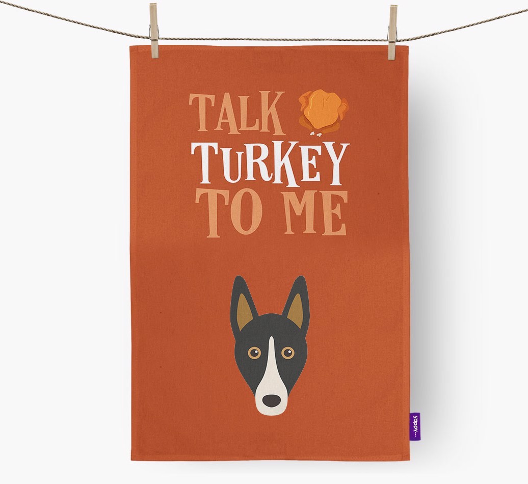 Talk Turkey To Me: Personalized {breedFullName} Dish Towel