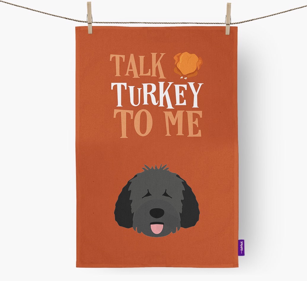 Talk Turkey To Me: Personalized {breedFullName} Dish Towel