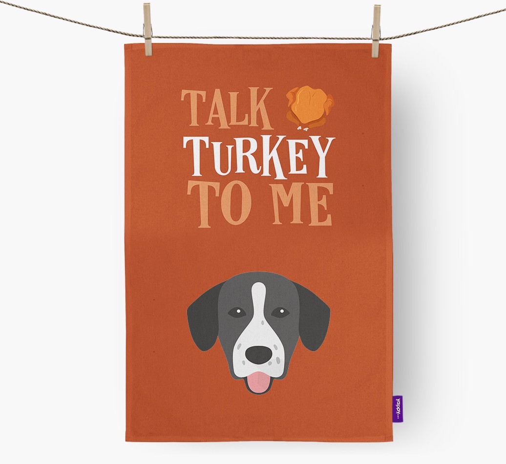 Talk Turkey To Me: Personalized {breedFullName} Dish Towel