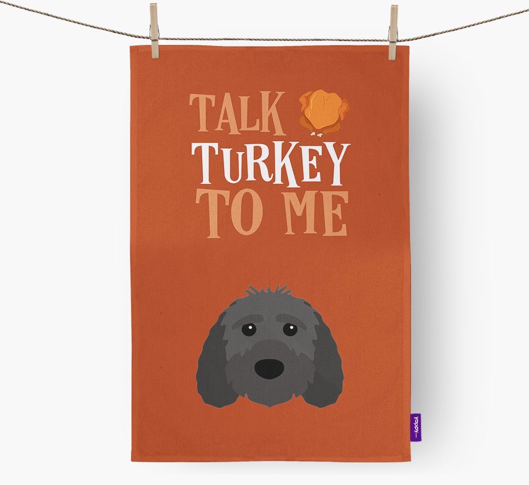 Talk Turkey To Me: Personalized {breedFullName} Dish Towel