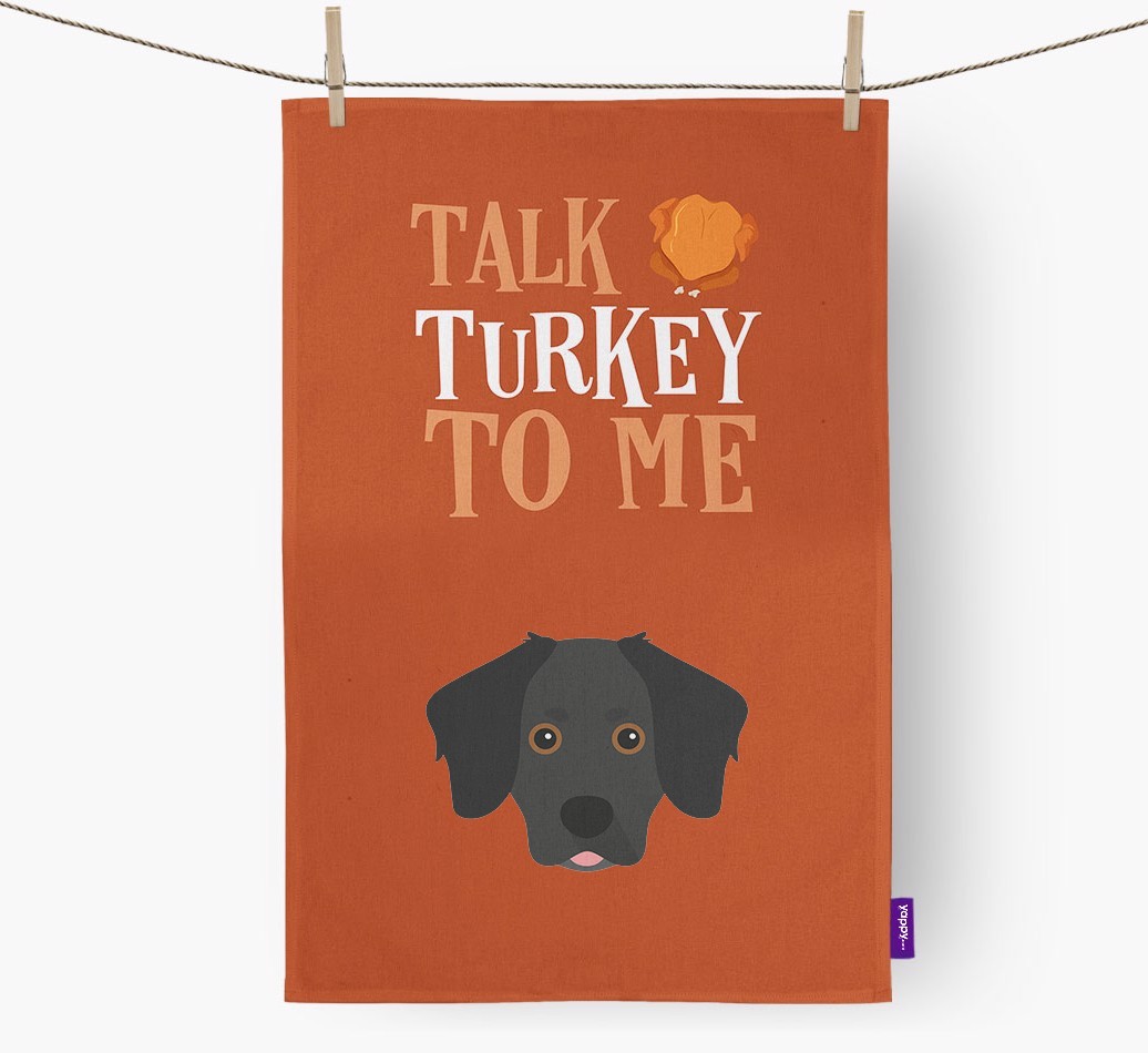 Talk Turkey To Me: Personalized {breedFullName} Dish Towel