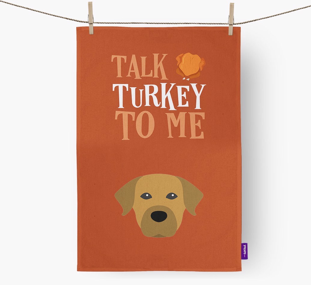 Talk Turkey To Me: Personalized {breedFullName} Dish Towel
