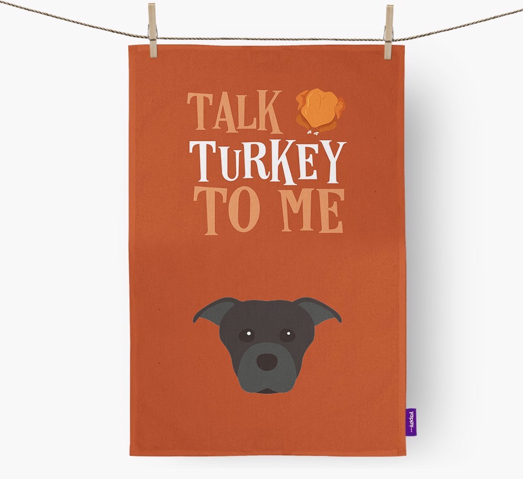 Talk Turkey To Me: Personalized {breedFullName} Dish Towel