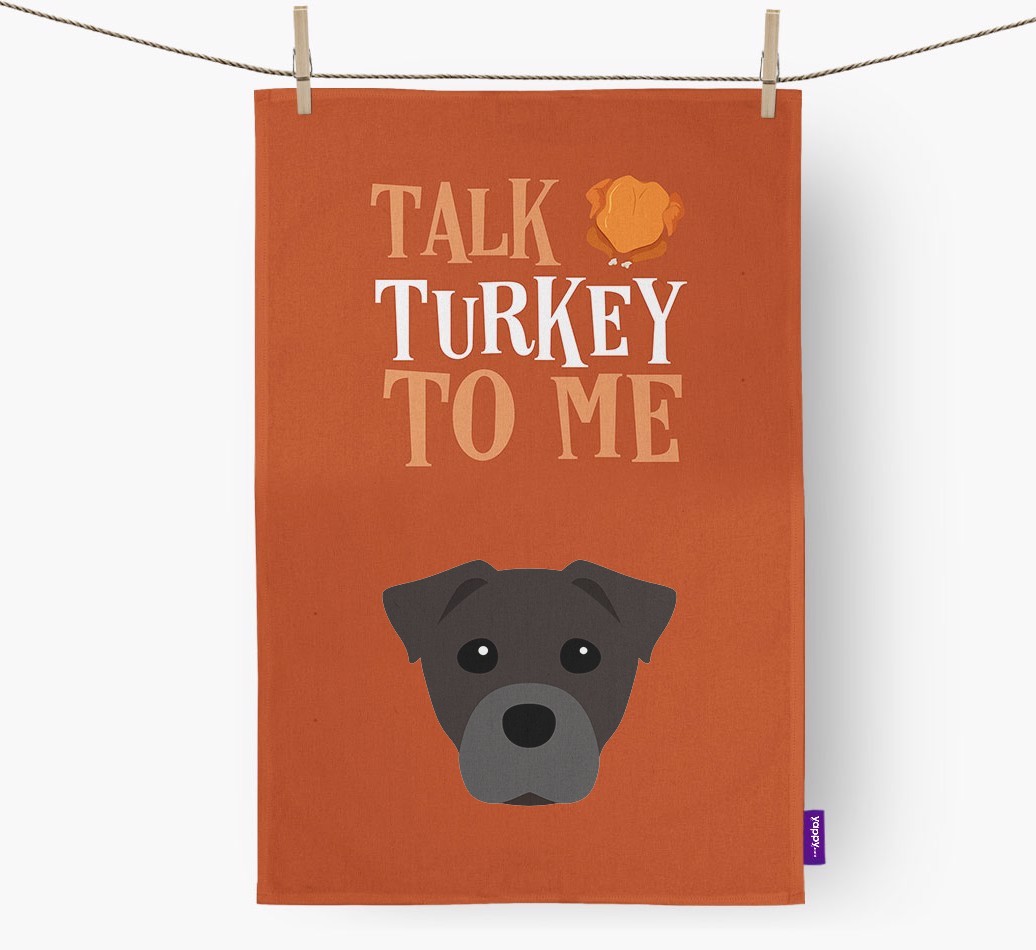 Talk Turkey To Me: Personalized {breedFullName} Dish Towel