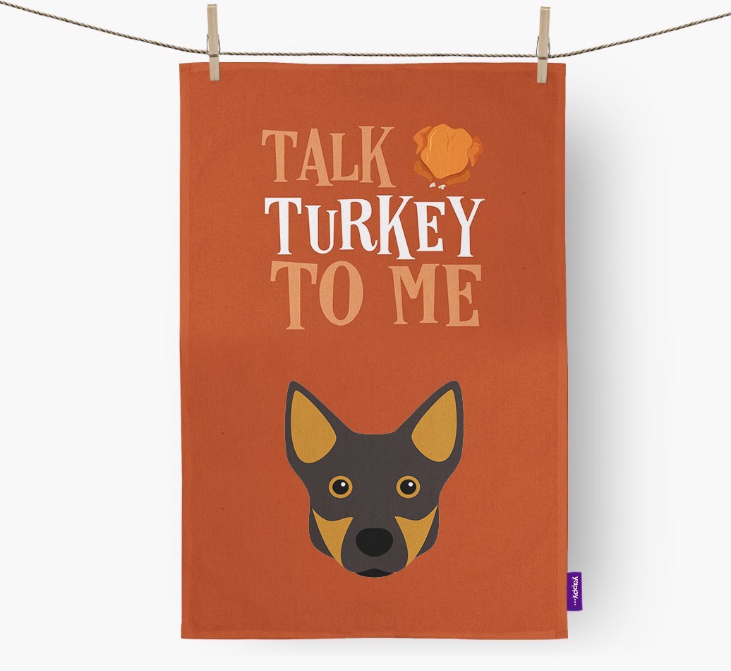 Talk Turkey To Me: Personalized {breedFullName} Dish Towel