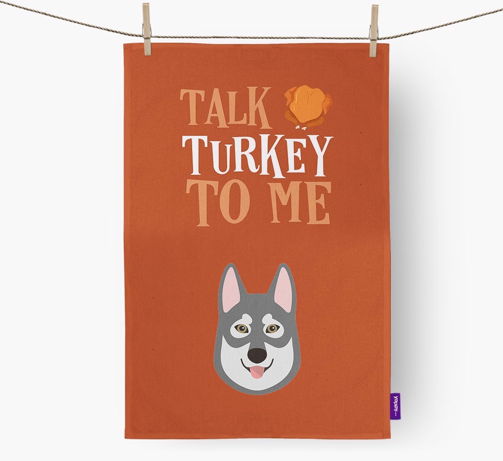 Talk Turkey To Me: Personalized {breedFullName} Dish Towel