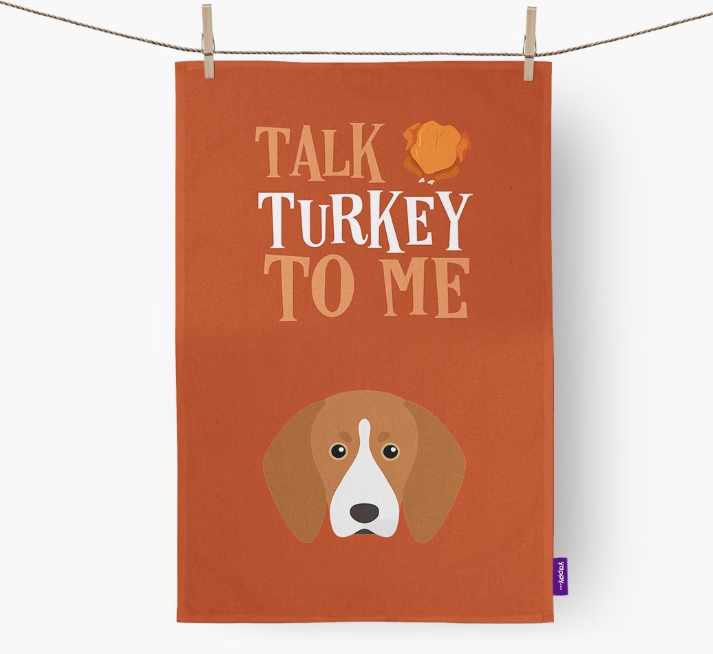 Talk Turkey To Me: Personalized {breedFullName} Dish Towel