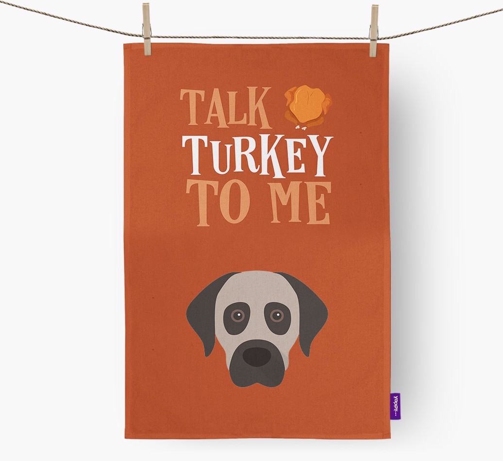 Talk Turkey To Me: Personalized {breedFullName} Dish Towel