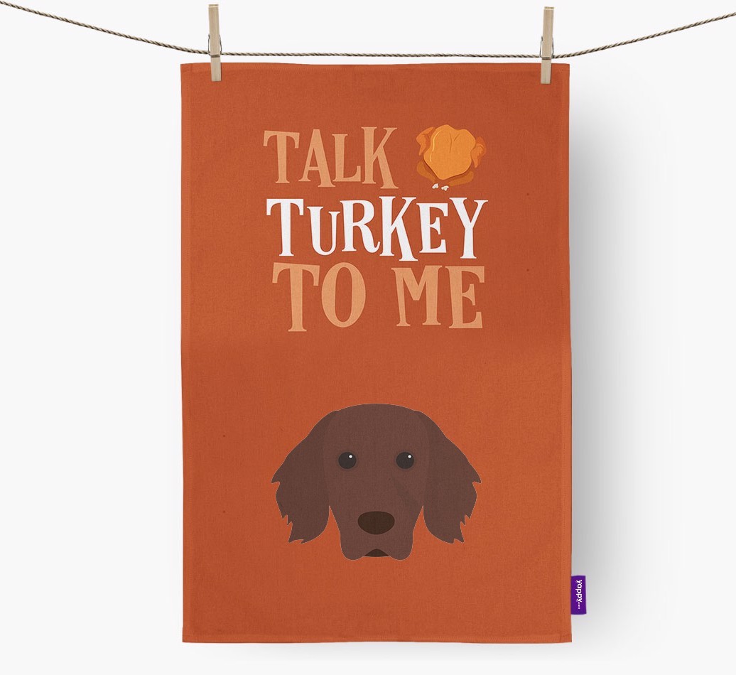 Talk Turkey To Me: Personalized {breedFullName} Dish Towel