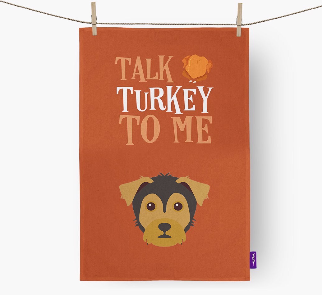 Talk Turkey To Me: Personalized {breedFullName} Dish Towel