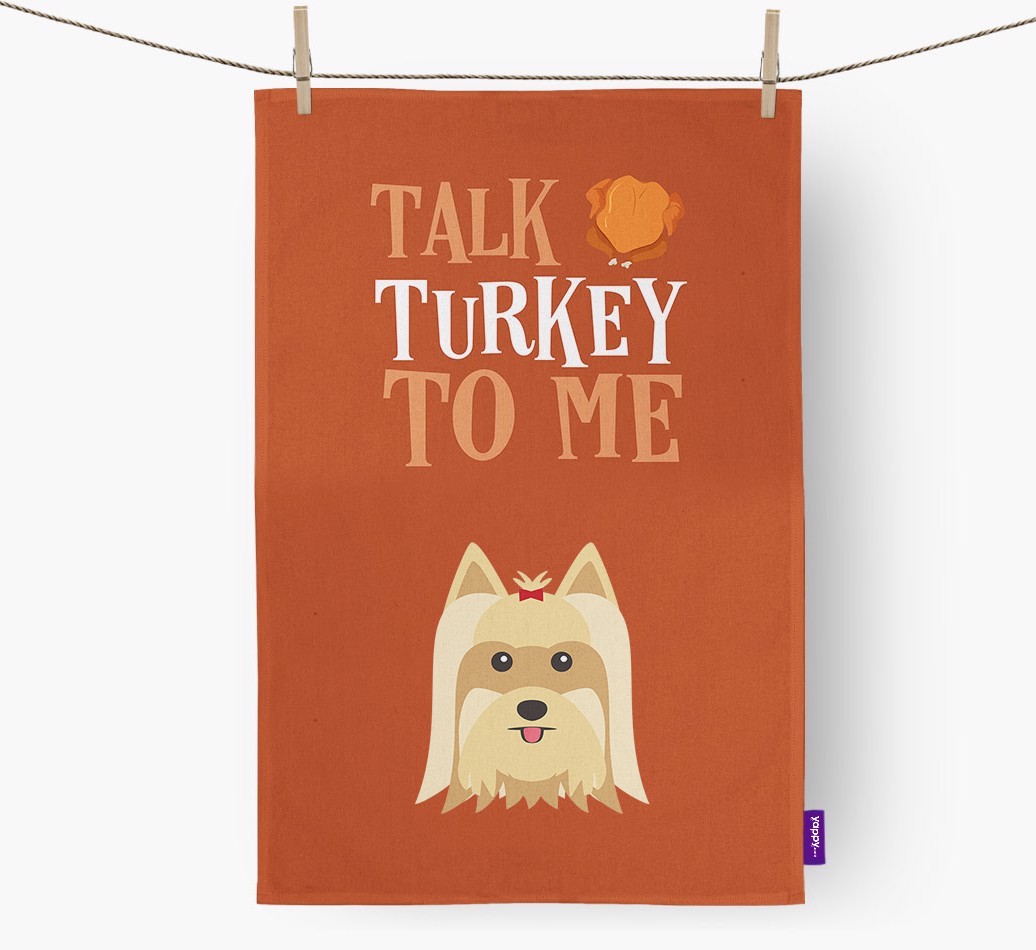 Talk Turkey To Me: Personalized {breedFullName} Dish Towel
