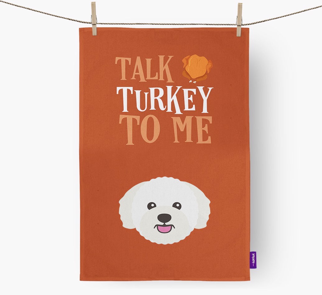 Talk Turkey To Me: Personalized {breedFullName} Dish Towel