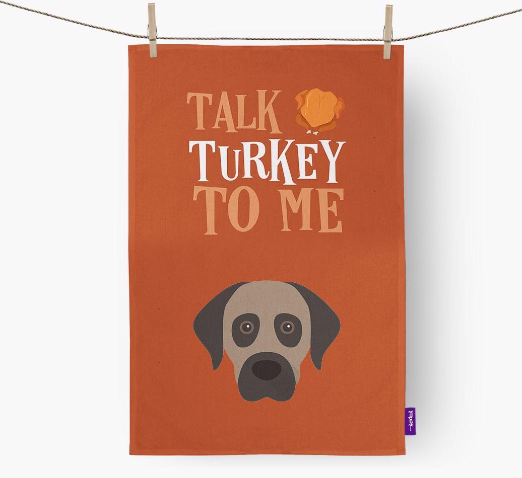 Talk Turkey To Me: Personalized {breedFullName} Dish Towel