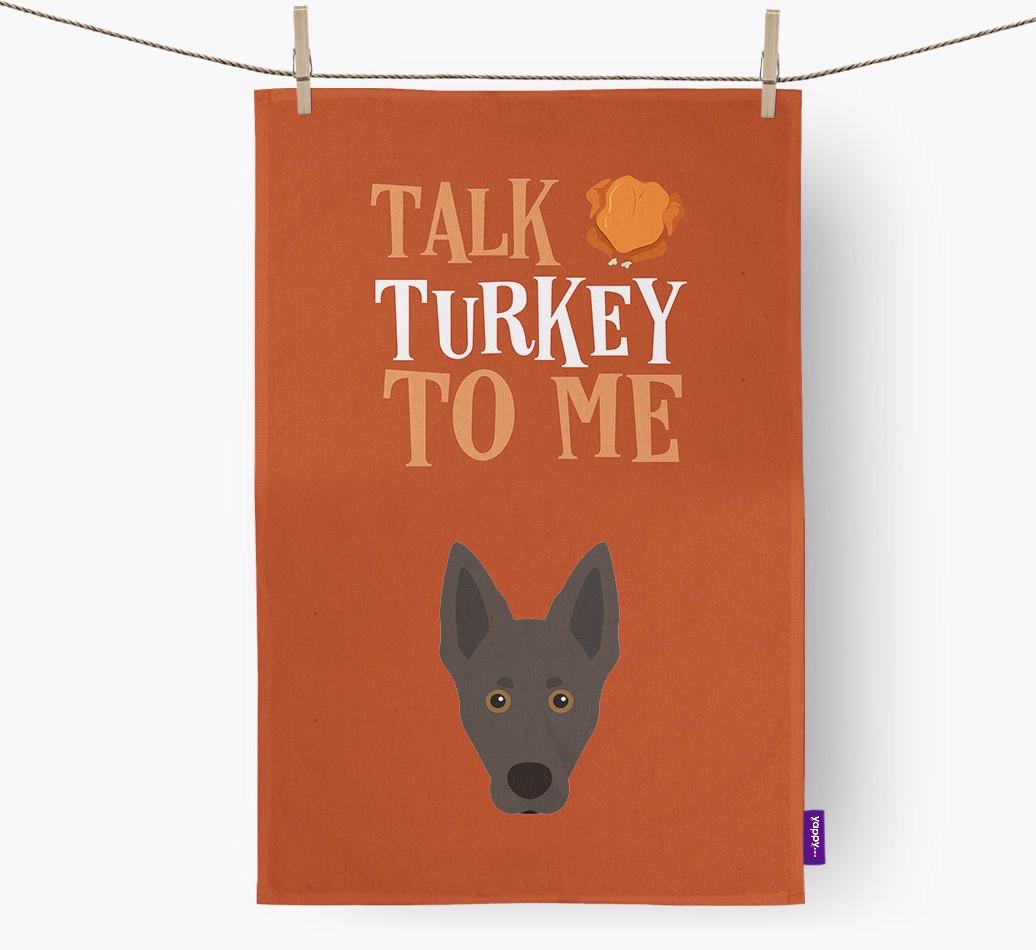 Talk Turkey To Me: Personalized {breedFullName} Dish Towel