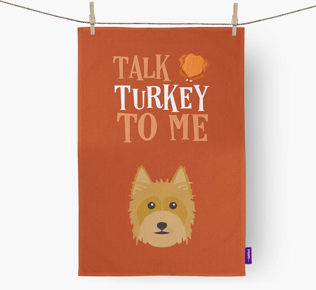 Talk Turkey To Me: Personalized {breedFullName} Dish Towel