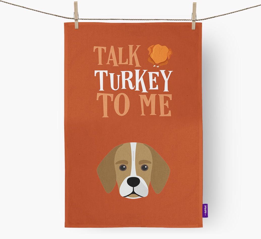 Talk Turkey To Me: Personalized {breedFullName} Dish Towel