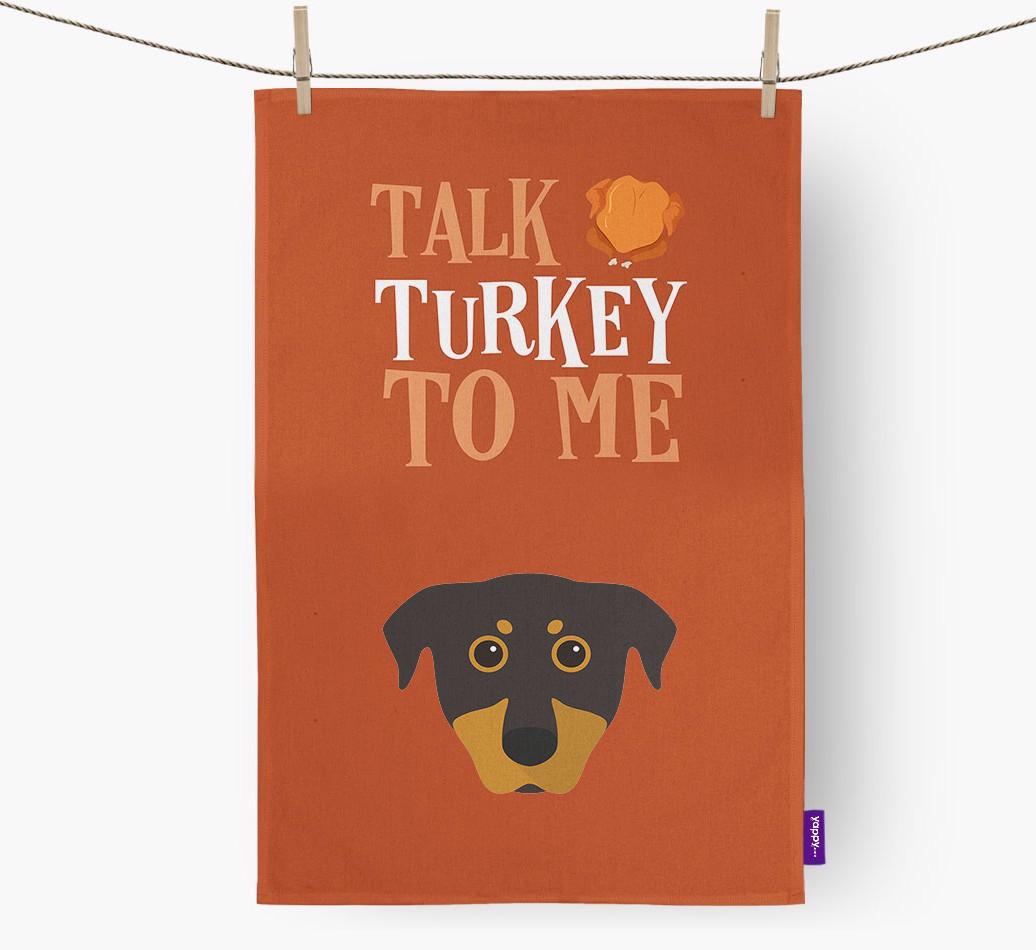 Talk Turkey To Me: Personalized {breedFullName} Dish Towel