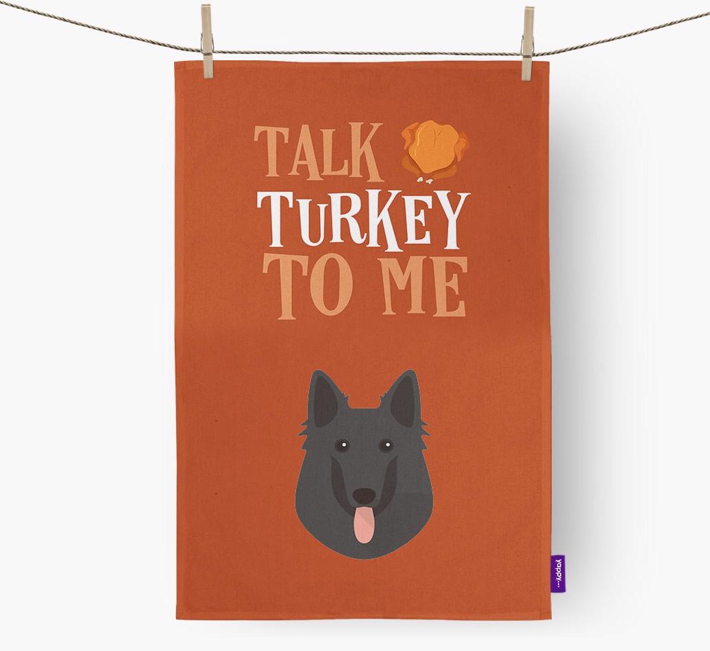 Talk Turkey To Me: Personalized {breedFullName} Dish Towel